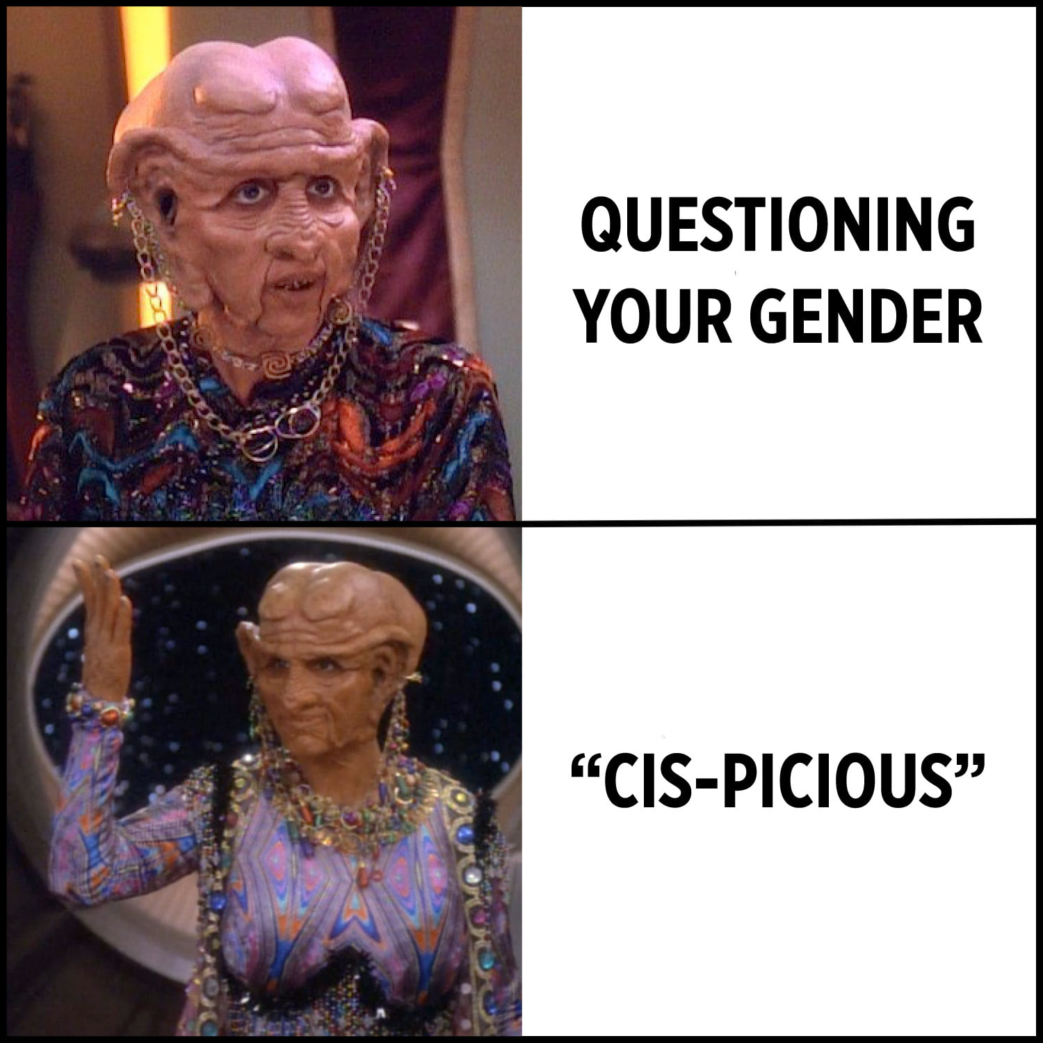 This meme features a still image from the TV show Star Trek: The Next Generation, where the character K'Ela (a Klingon warrior) is saying "I... am... K'Ela!" However, the meme replaces the Klingon's statement with a humorous and sarcastic response: "I'm K'Ela, and I'm... K'Ela-ating, I'm... K'Ela-ing, I'm... K'Ela-... " which is then replaced with "I'm K'Ela, and I'm... K'Ela-... " which is then replaced with "I'm K'Ela, and I'm... K'Ela-ing, I'm... K'Ela-... " which is then replaced with "I'm K'Ela, and I'm... K'Ela-... "
